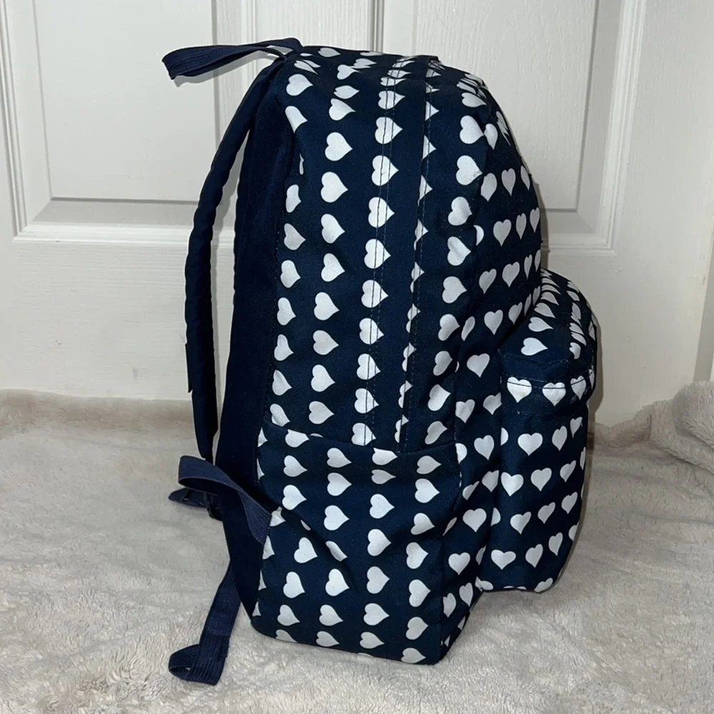 Jansport Superbreak Navy With White Hearts Backpack